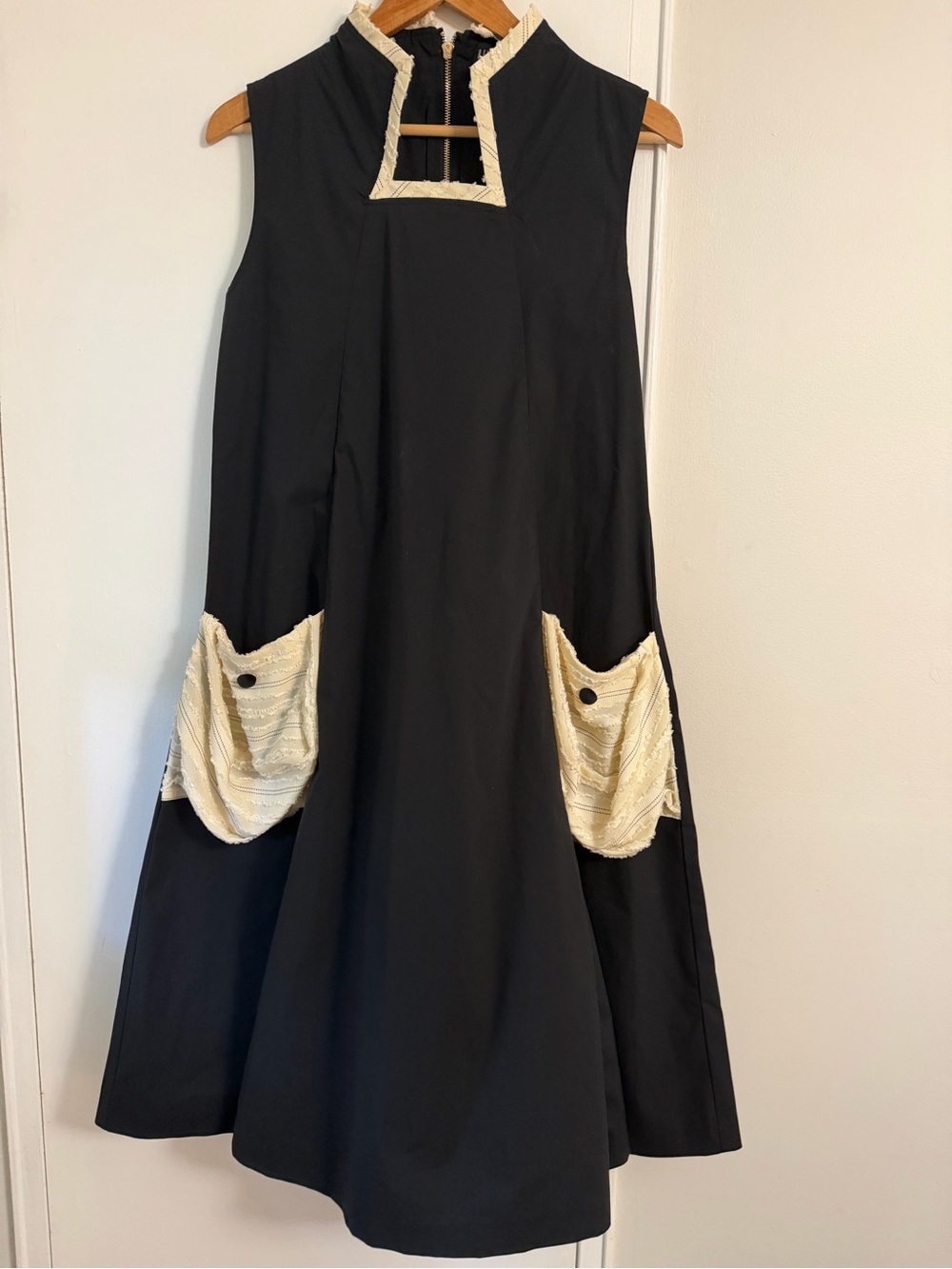 Honey Seed Boho Black Square Neck Dress - Medium NWOT